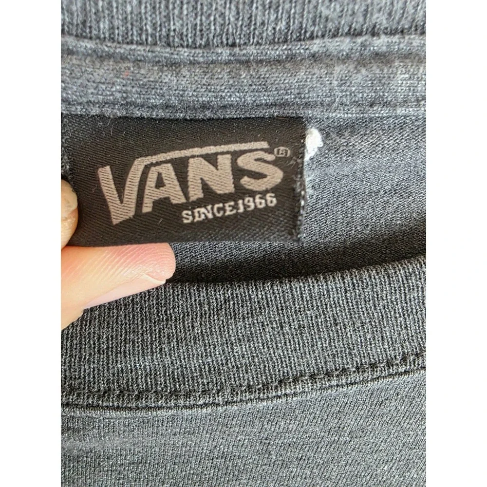 Vans Mens Large Graphic T-Shirt Charcoal Gray Purple‎ Logo Skateboard